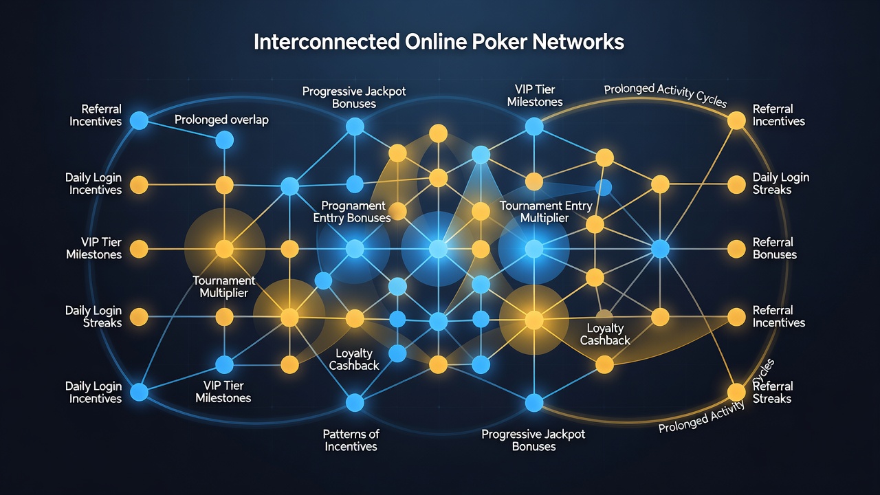 Darstellung von Belohnungszyklen mit Überlappungen in Poker-Netzwerken und Auswirkungen auf die Spielerdauer